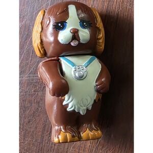 Vintage Littlest Pet Shop Care Center Dog 1993 Kenner Brown White Puppy